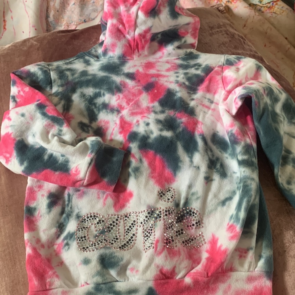 Cutest tie dye hoodie with crystal details